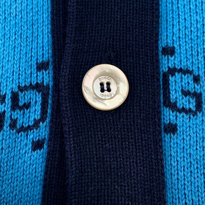 Gucci Blue Logo Knit Cardigan