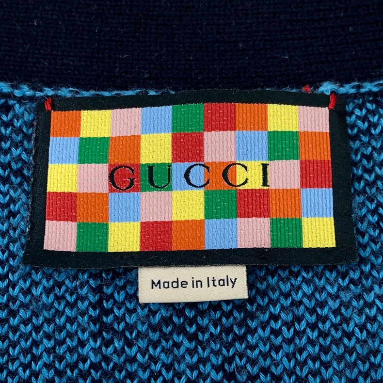 Gucci Blue Logo Knit Cardigan