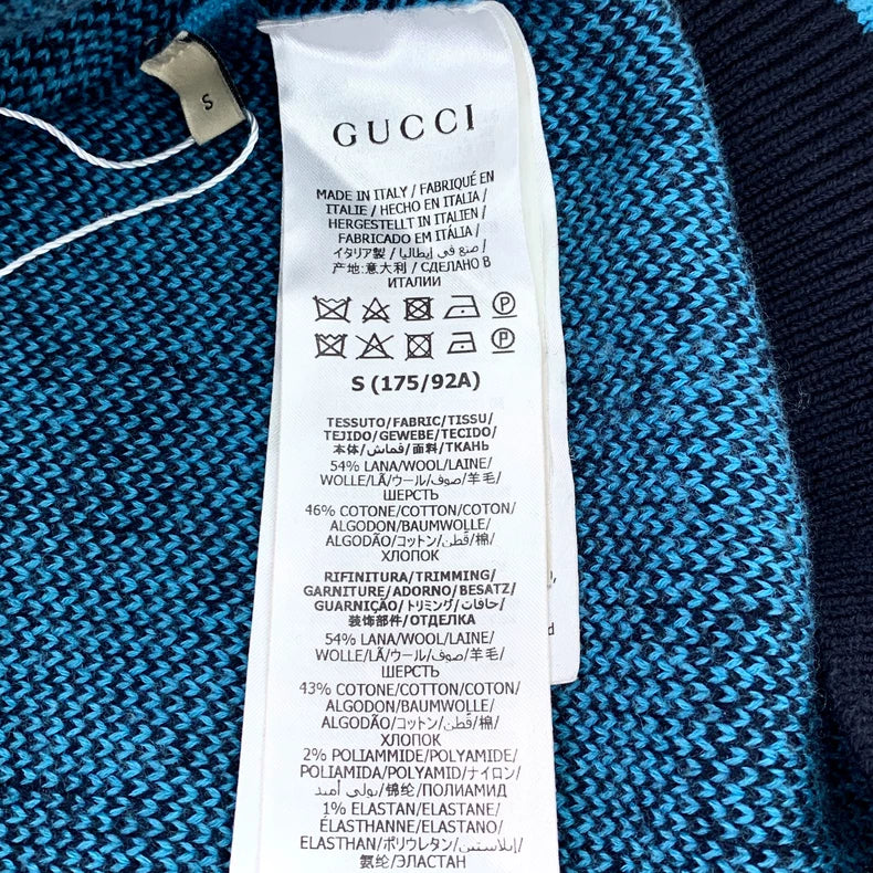 Gucci Blue Logo Knit Cardigan