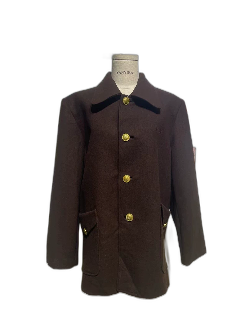 Vintage Dior Wool Overcoat with Gold Buttons