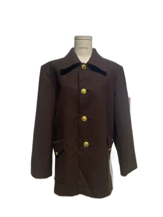 Vintage Dior Wool Overcoat with Gold Buttons