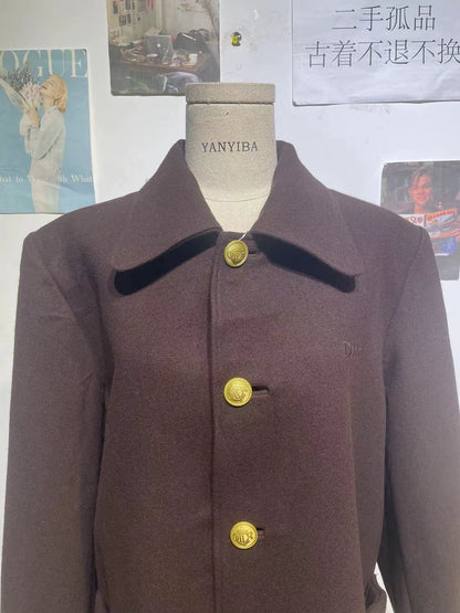 Vintage Dior Wool Overcoat with Gold Buttons