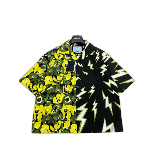Prada Lightning Flower Short Sleeve Shirt-zp