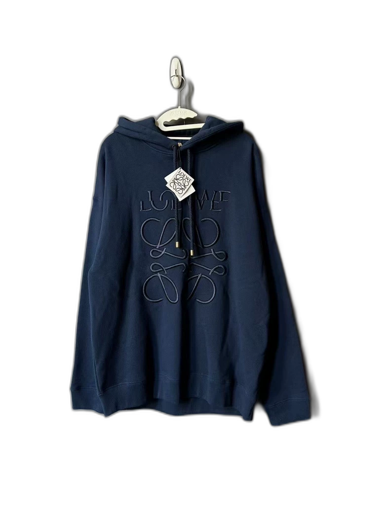 Loewe Deep Blue Embroidered Logo Hoodie