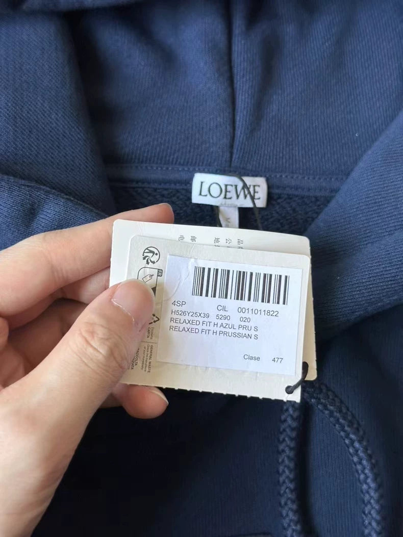 Loewe Deep Blue Embroidered Logo Hoodie