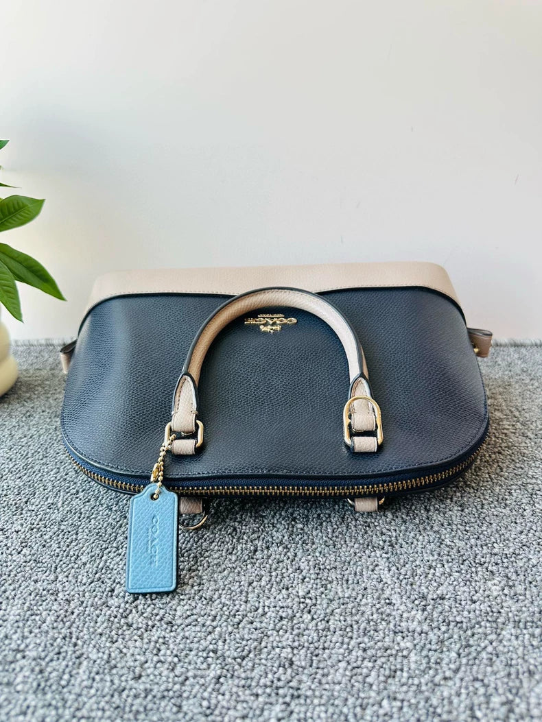 Coach Sierra Leather Handbag in Blue Beige