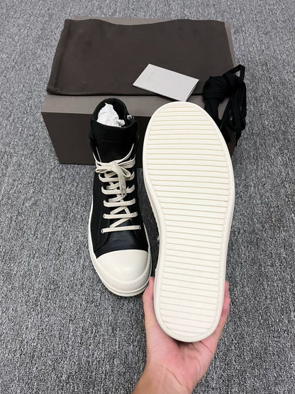 Rick Owens Black Leather High Top Sneakers-yf