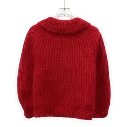 Celine Red Doll Collar Knit Cardigan Sweater