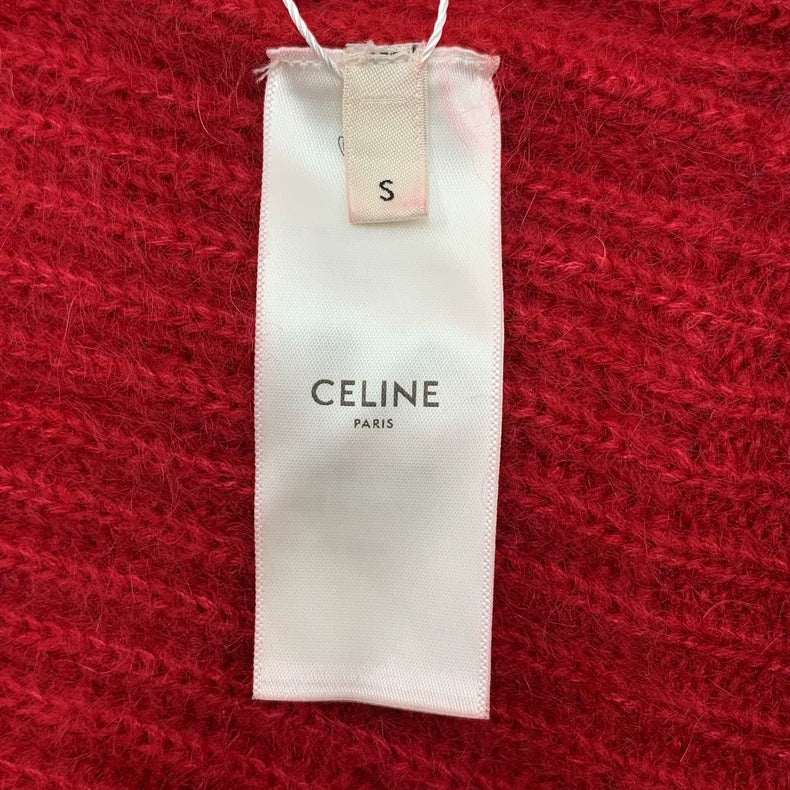 Celine Red Doll Collar Knit Cardigan Sweater
