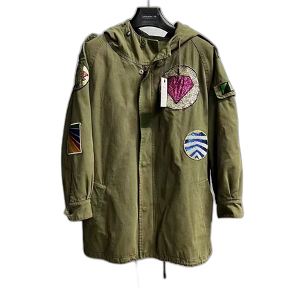 Saint Laurent Olive Green Hooded Parka Jacket
