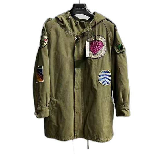 Saint Laurent Olive Green Hooded Parka Jacket