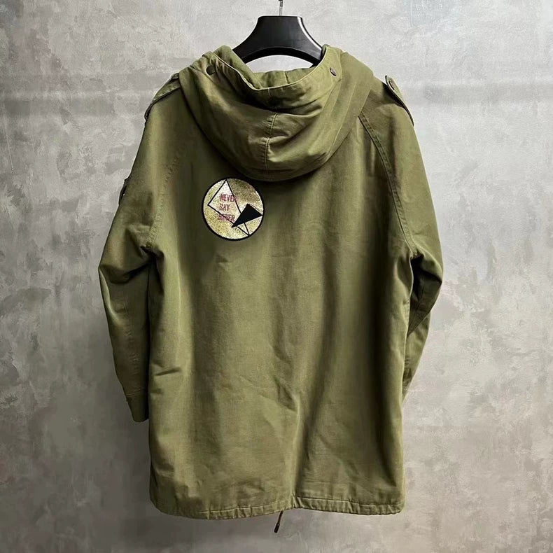 Saint Laurent Olive Green Hooded Parka Jacket