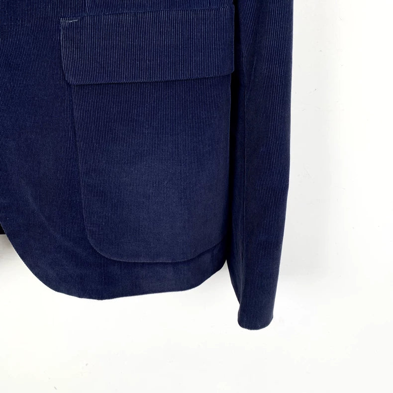 Gucci Navy Blue Cotton Blazer with Badge