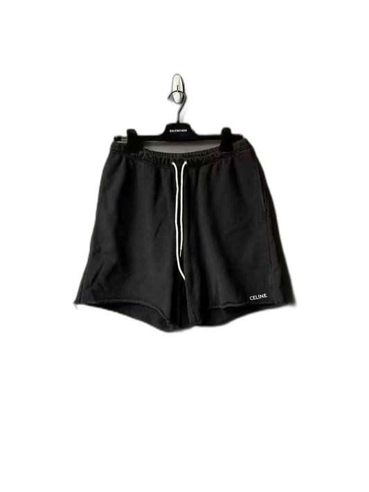 Black Celine Embroidered Logo Shorts