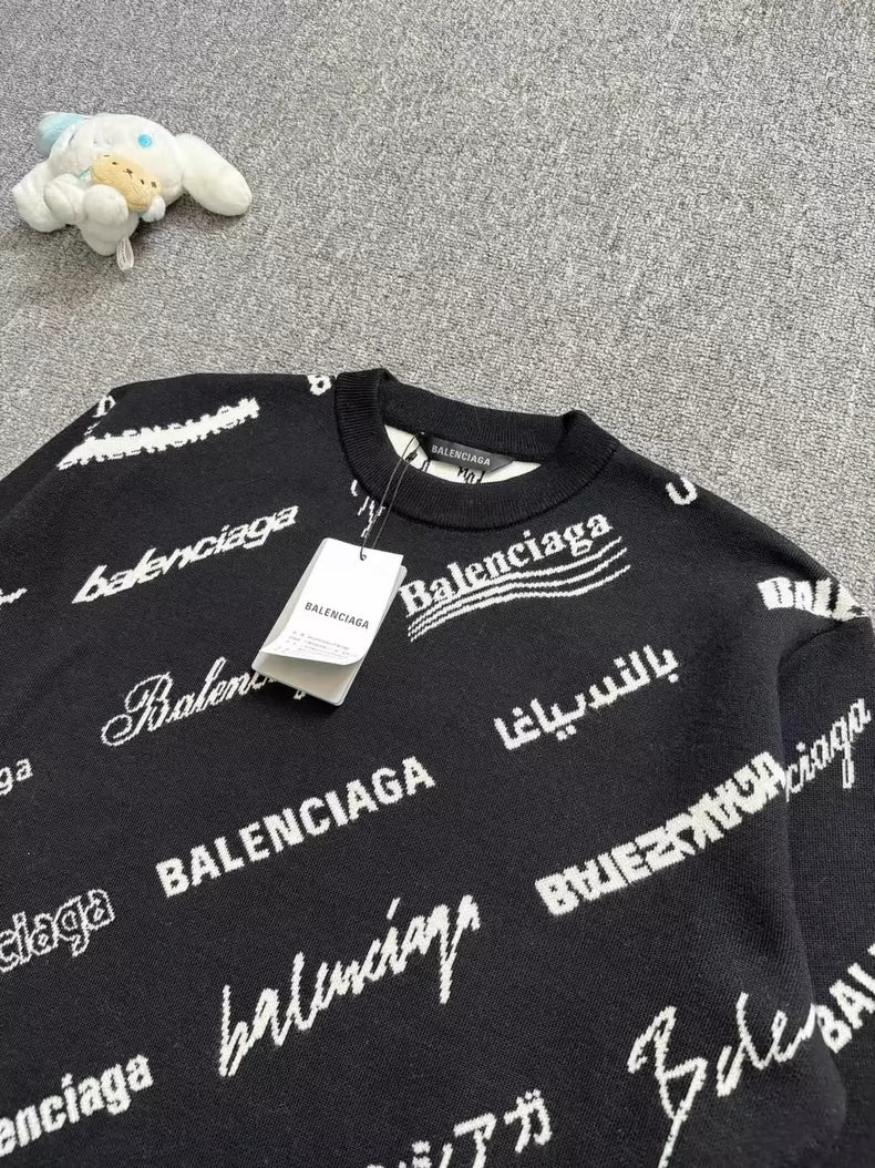Balenciaga Multi-Logo Knitted Sweater