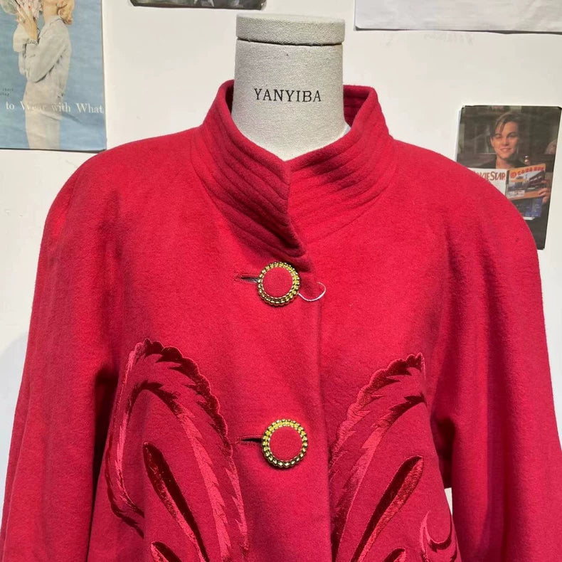 Vintage Prada Red Wool Long Coat