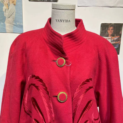 Vintage Prada Red Wool Long Coat
