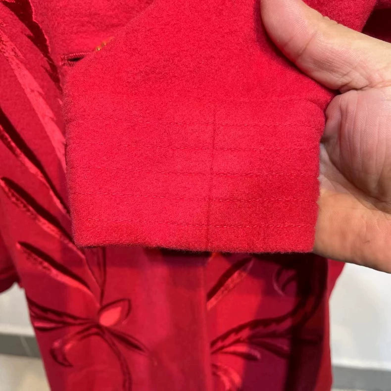 Vintage Prada Red Wool Long Coat