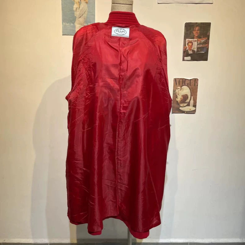 Vintage Prada Red Wool Long Coat