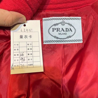 Vintage Prada Red Wool Long Coat