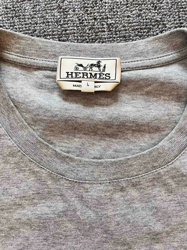 Hermes SS23 Logo Grey Short Sleeve T-Shirt