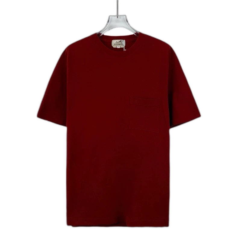 Hermes Red Pocket Cotton T-Shirt M Size