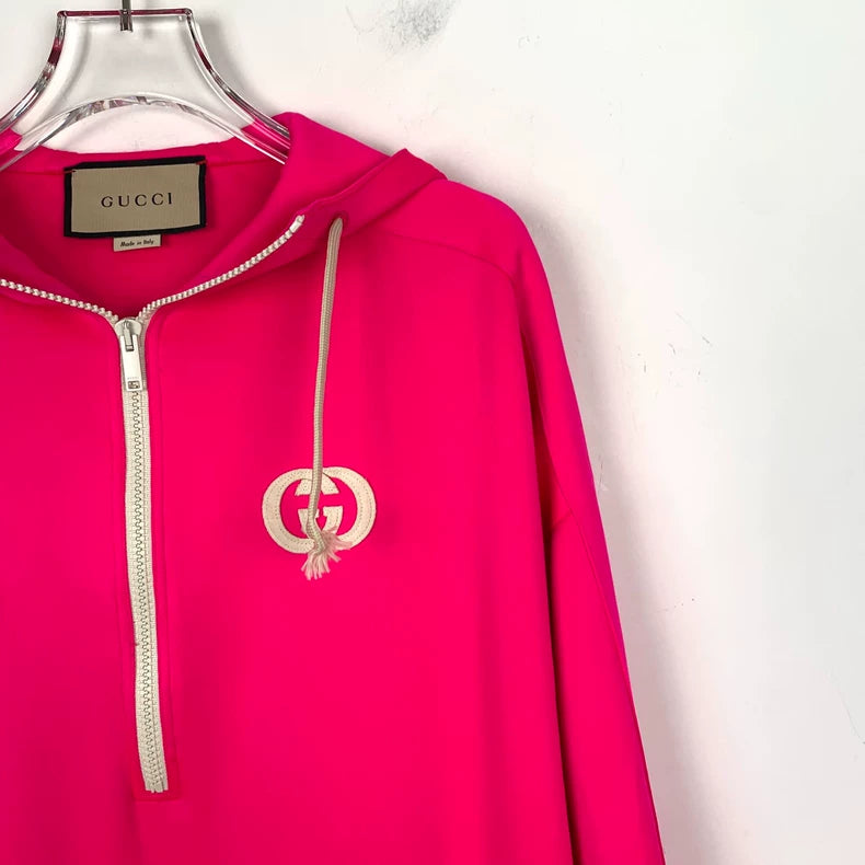 Pink Logo Hoodie with Drawstring