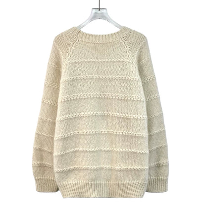 Celine Beige Embroidered Long Sleeve Sweater