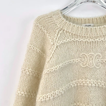 Celine Beige Embroidered Long Sleeve Sweater