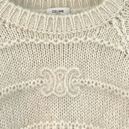 Celine Beige Embroidered Long Sleeve Sweater