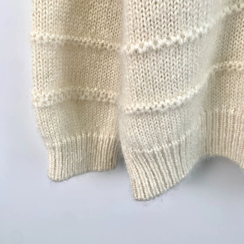 Celine Beige Embroidered Long Sleeve Sweater