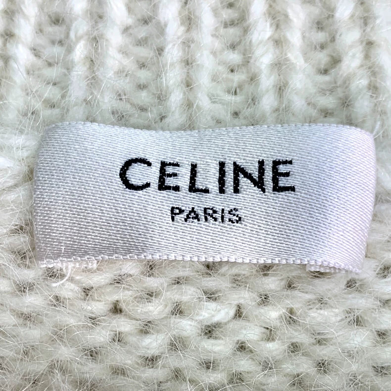 Celine Beige Embroidered Long Sleeve Sweater