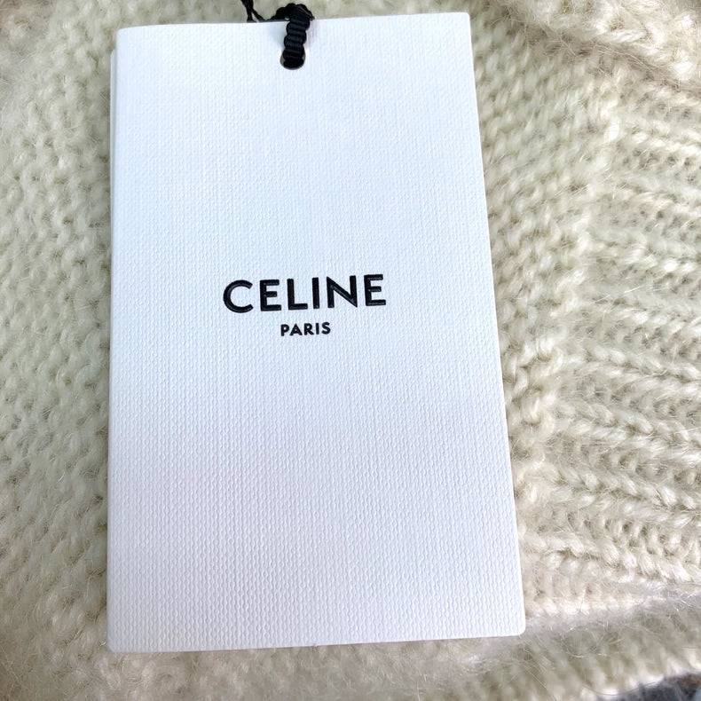 Celine Beige Embroidered Long Sleeve Sweater