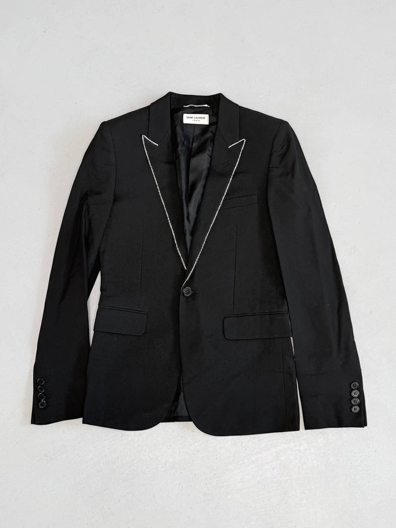 Saint Laurent Crystal Collar Smoking Blazer