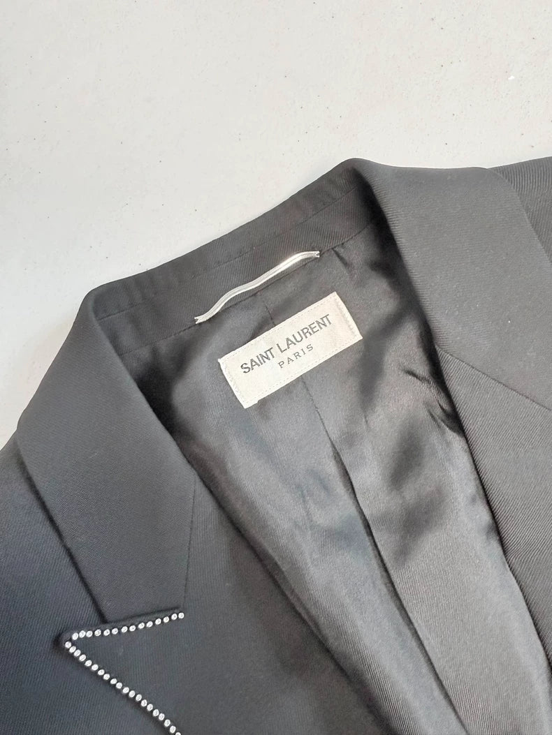 Saint Laurent Crystal Collar Smoking Blazer