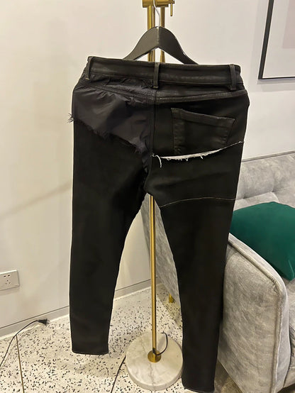 Rick Owens Patchwork Waxed Jeans