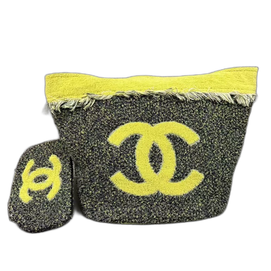 Chanel Beach Bag With Yellow Trim