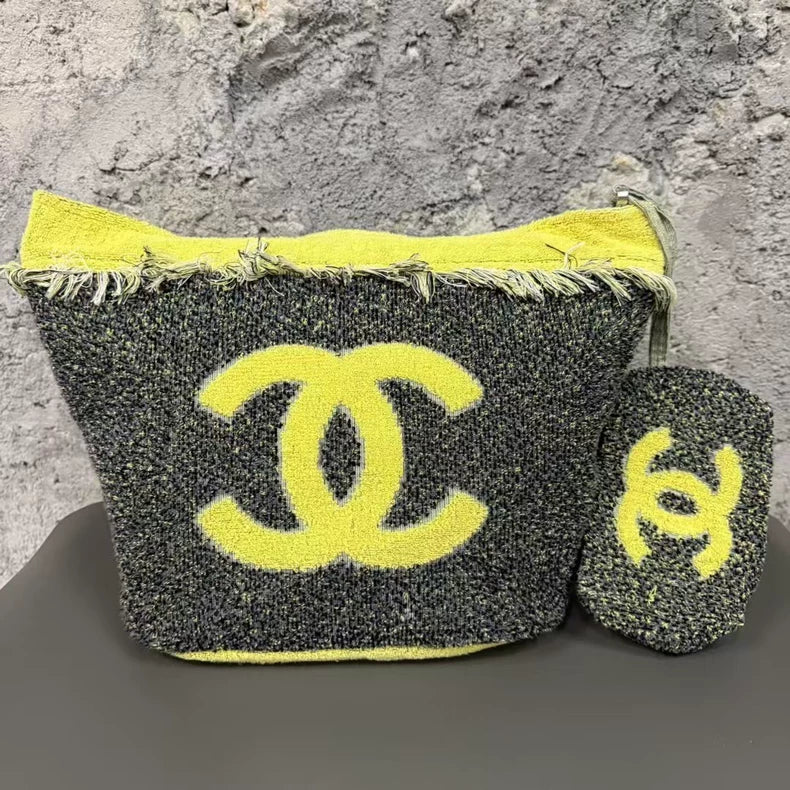 Chanel Beach Bag With Yellow Trim