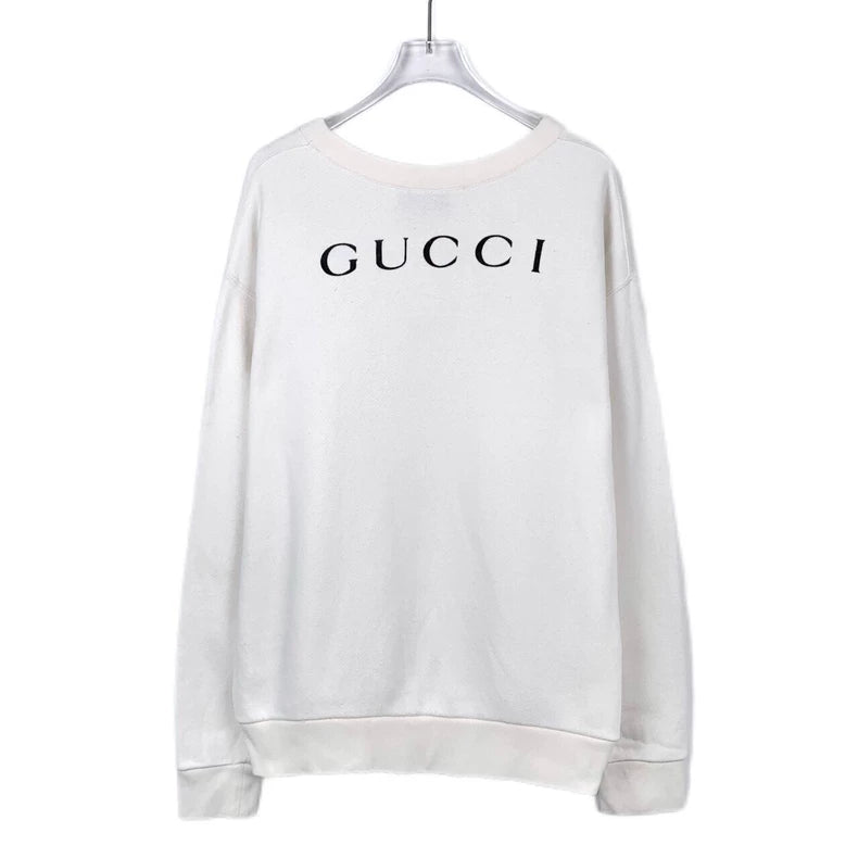 Gucci Logo Print White Cotton Sweatshirt