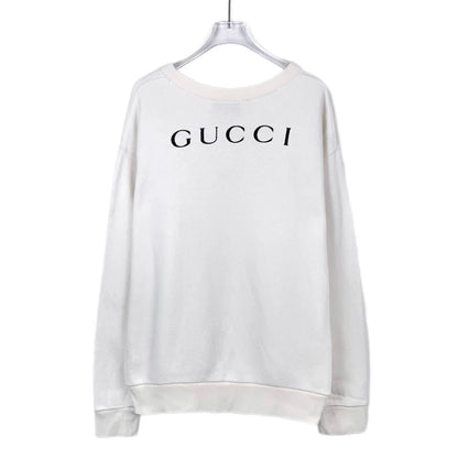 Gucci Logo Print White Cotton Sweatshirt