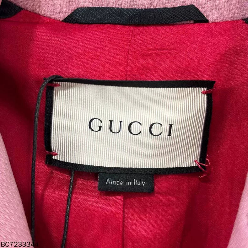 Pink Pearl Button Coat by Gucci
