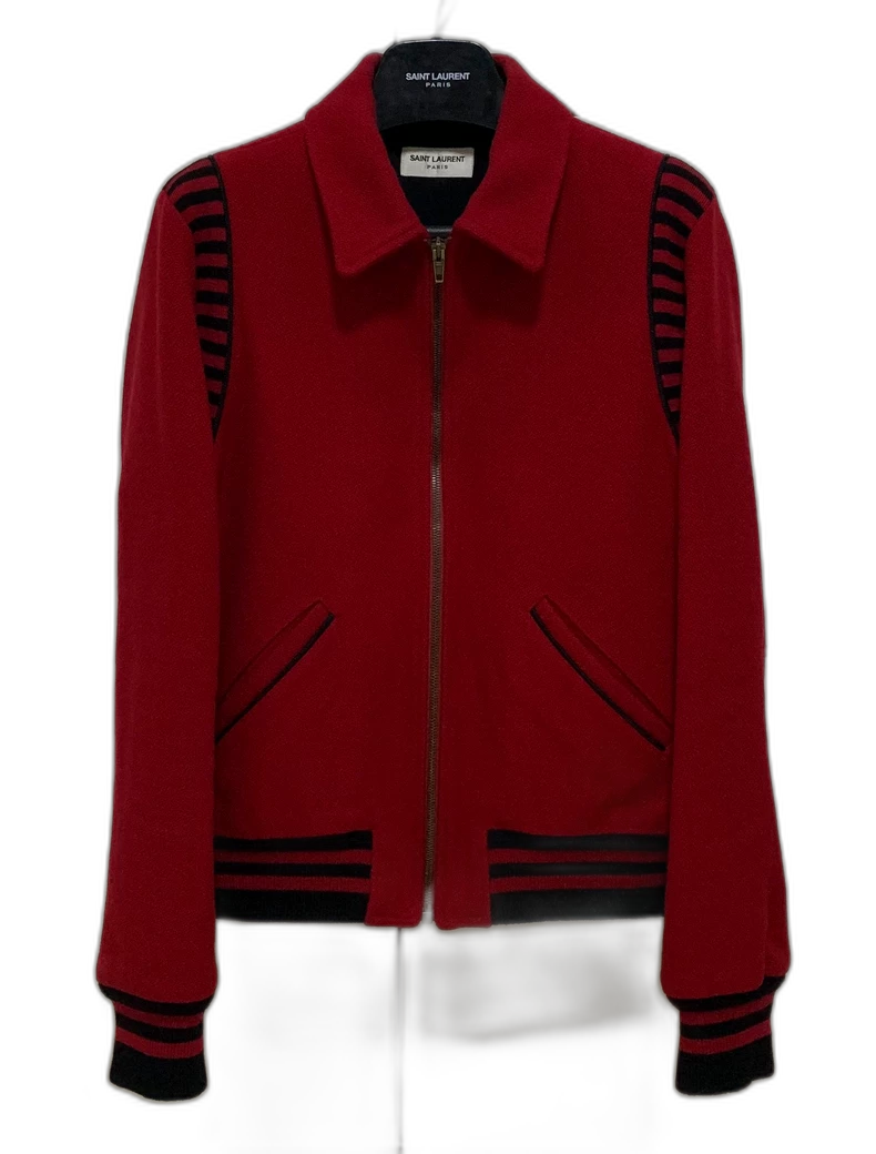 Saint Laurent Red Knit Baseball Jacket