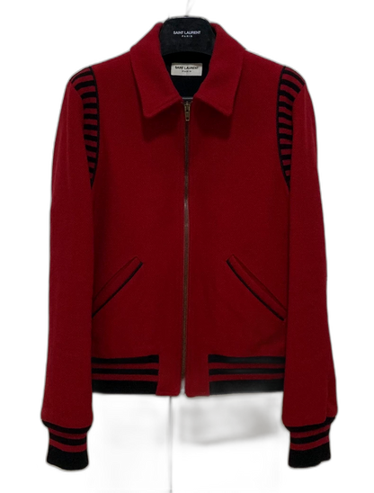 Saint Laurent Red Knit Baseball Jacket