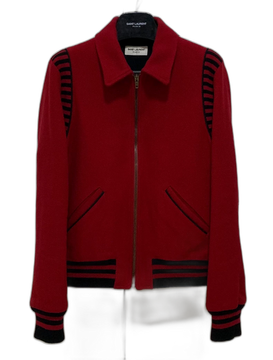 Saint Laurent Red Knit Baseball Jacket