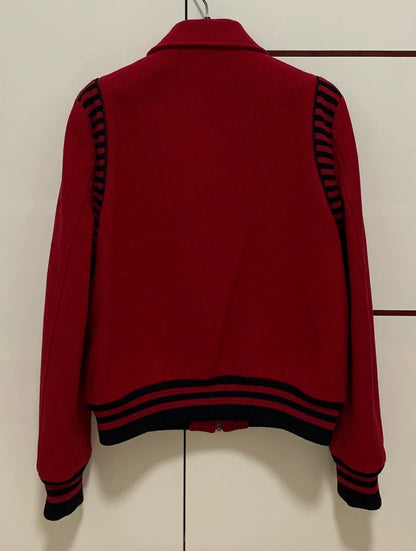 Saint Laurent Red Knit Baseball Jacket