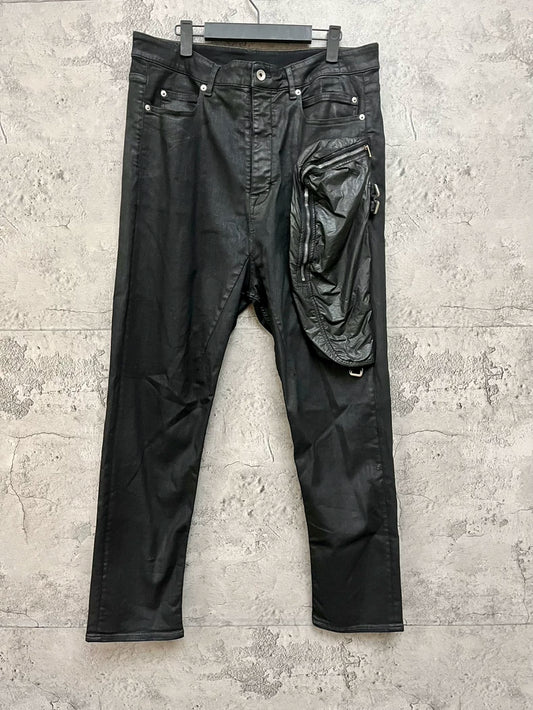 Rick Owens Waxed Cargo Pants Black