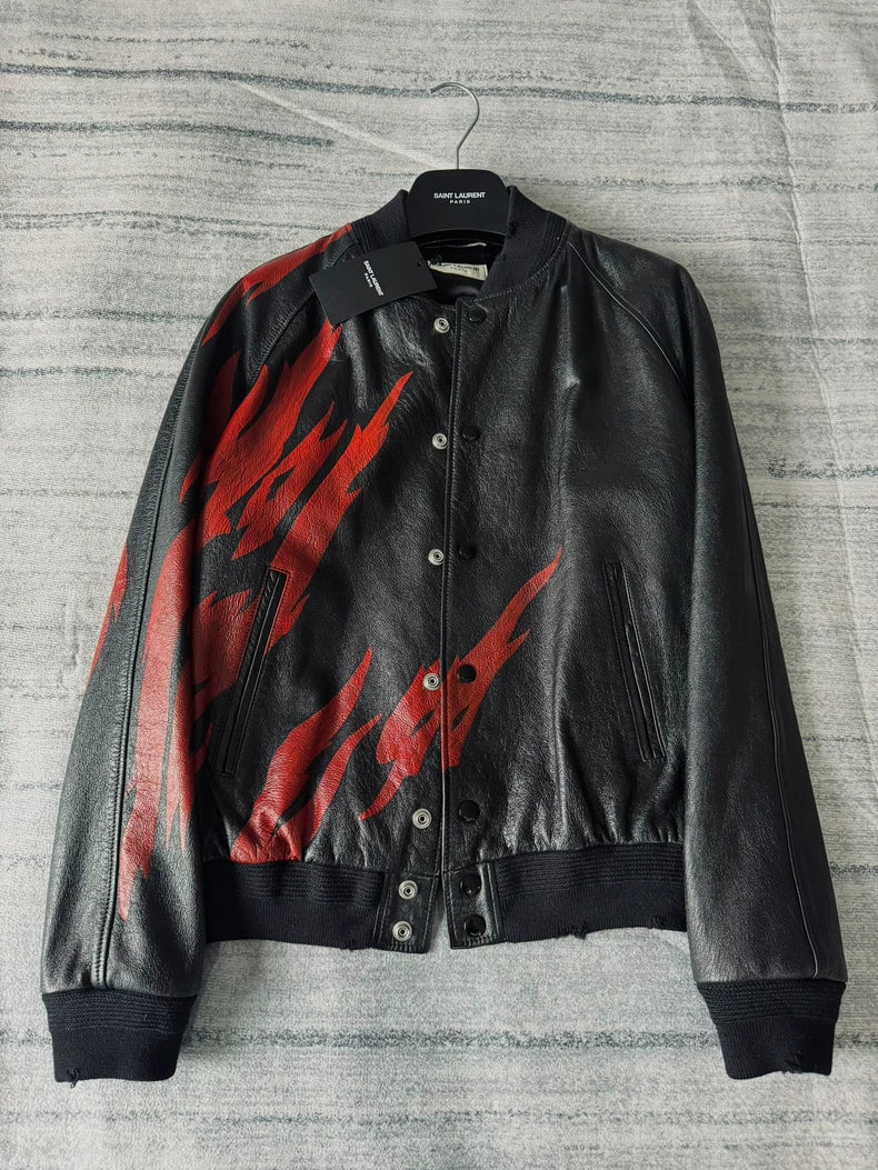 Saint Laurent 17AW Flame Leather Jacket-yf