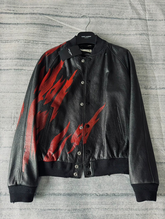 Saint Laurent 17AW Flame Leather Jacket-yf
