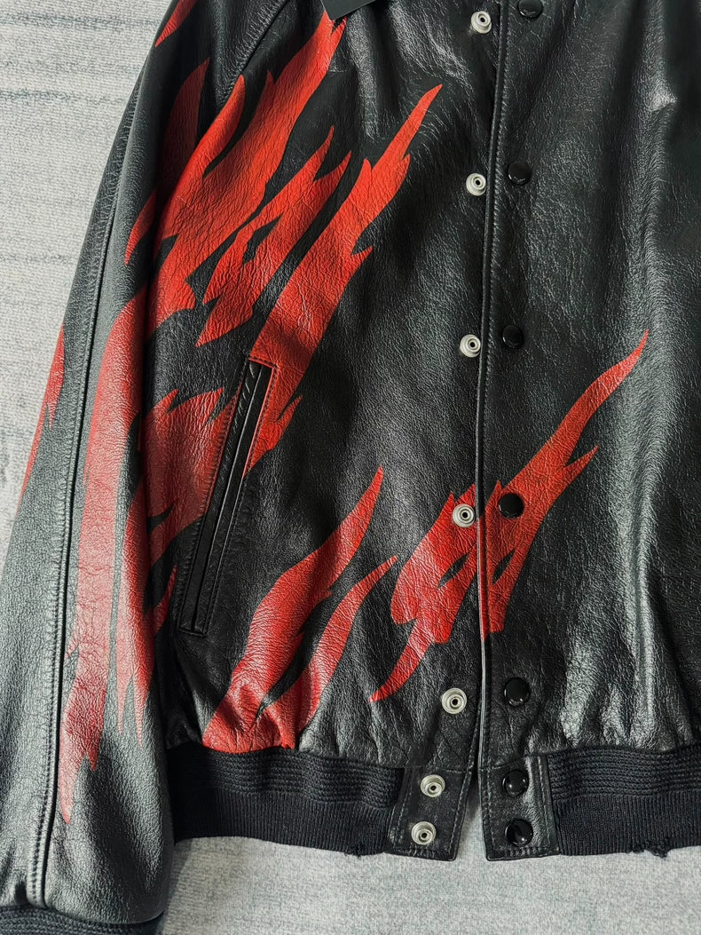 Saint Laurent 17AW Flame Leather Jacket-yf