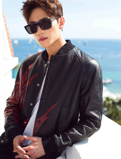 Saint Laurent 17AW Flame Leather Jacket-yf